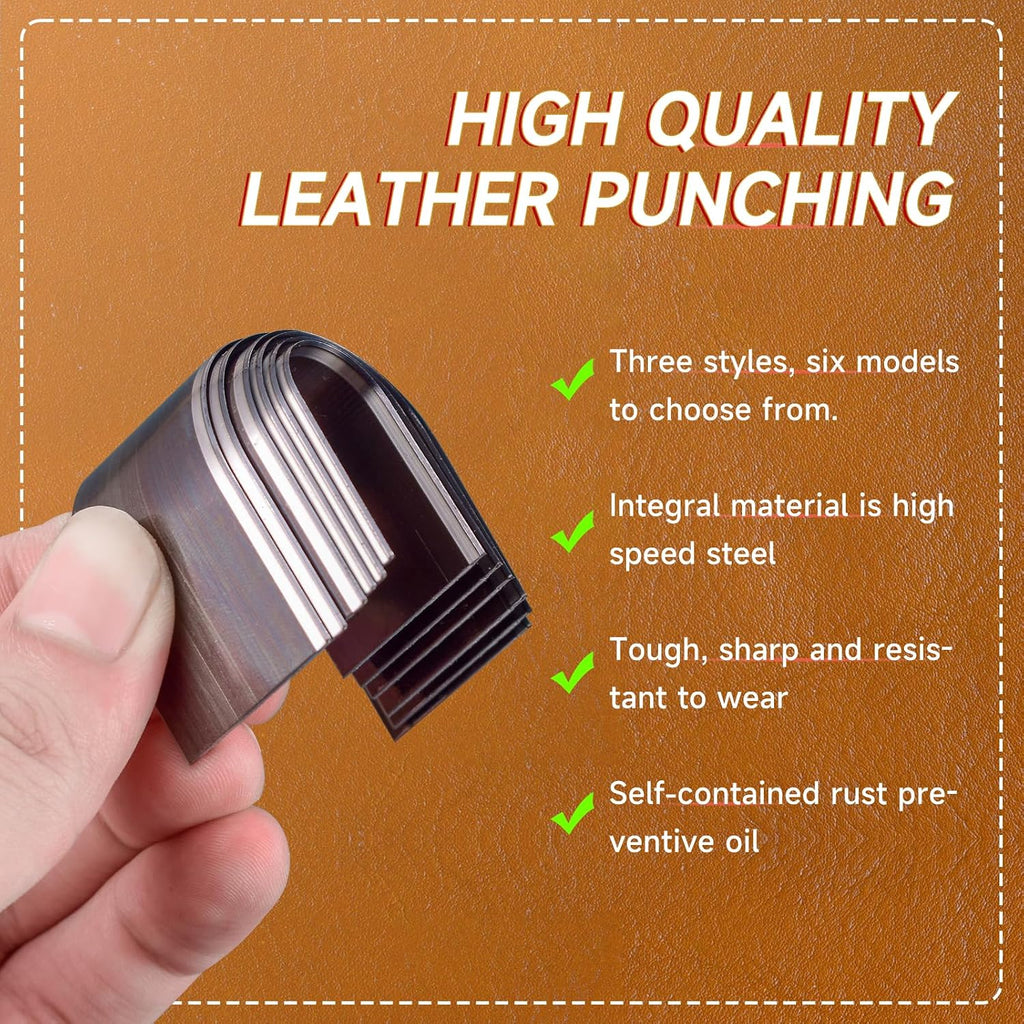 Leather Circle Cutter Tool Set 27 Pcs Leather Punch Set, 9 Round Hole18 Decorative Belt End Punches for Leatherworking, with EVA Case Rubber Mat for Belt, Strap, Bag Making