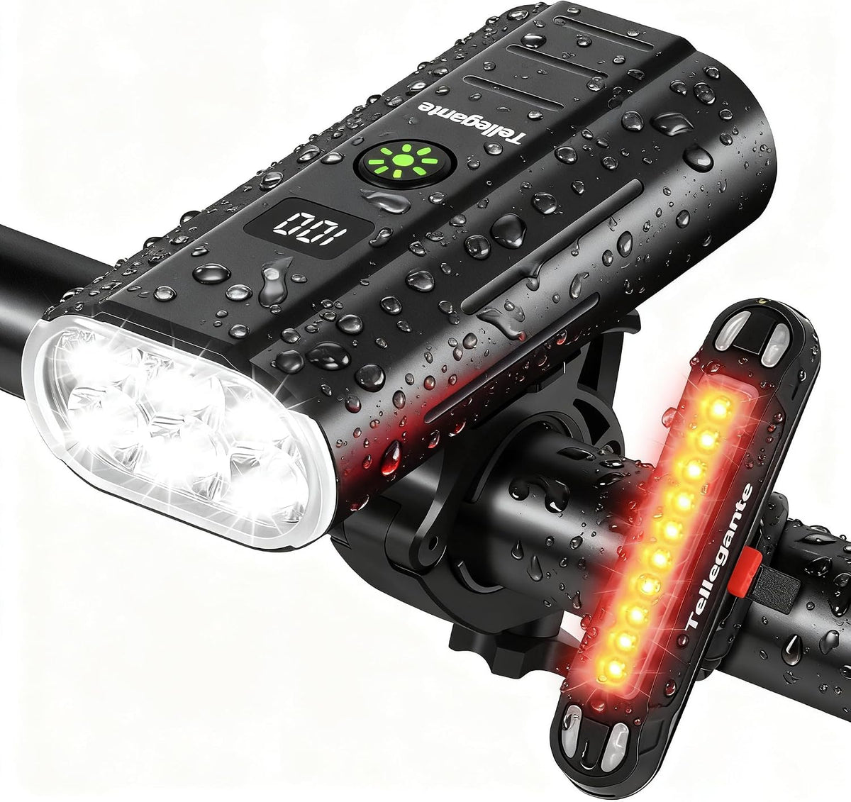 Super Bright 6 LED Bike Lights, 6400mAh USB C Rechargeable Bicycle Lights