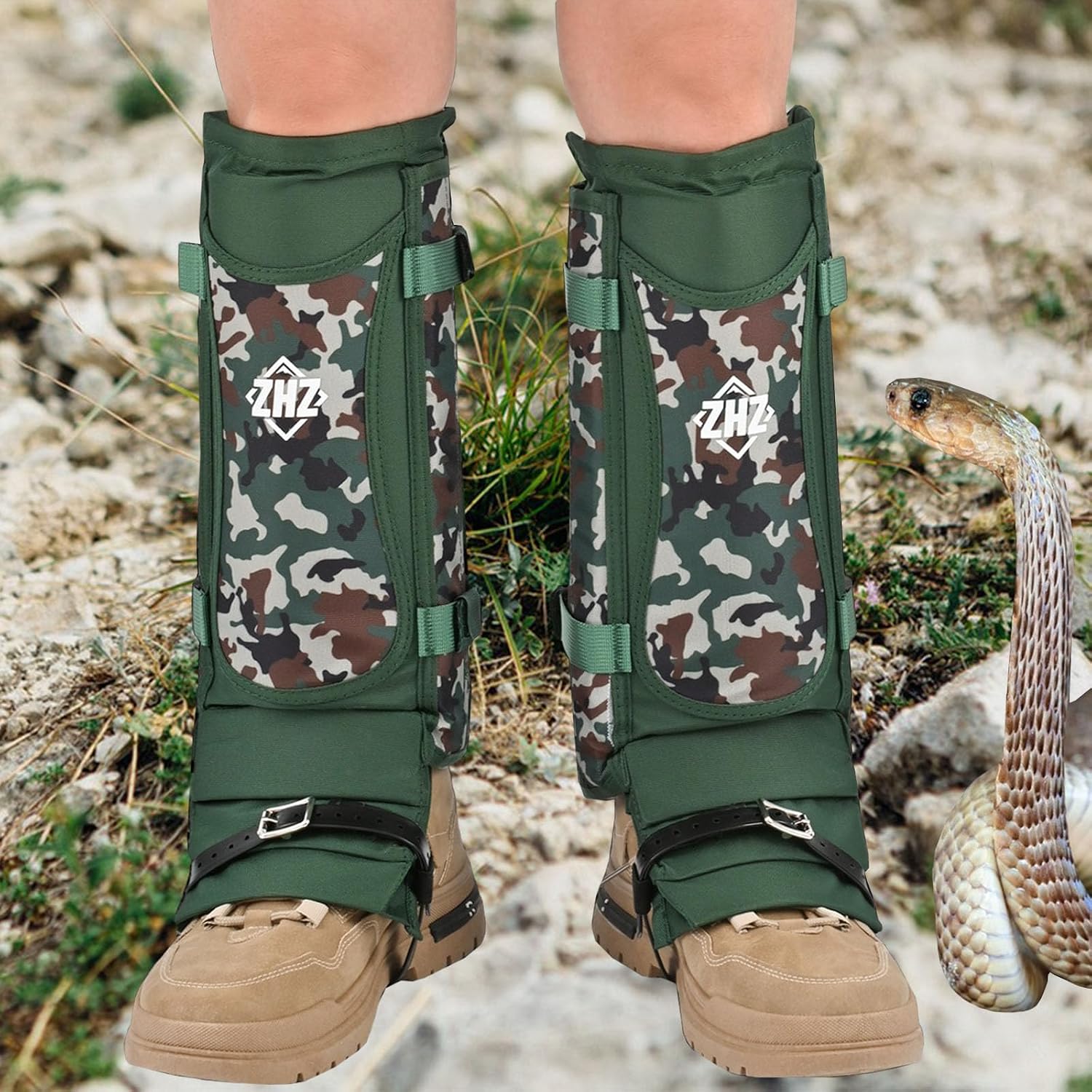 ZHZ Snake Gaiters, Durable Waterproof Snake Chaps for Lower Leg Protection, Adjustable Snake Guards for Men & Women, Ideal for Hiking, Camping & Farm Work