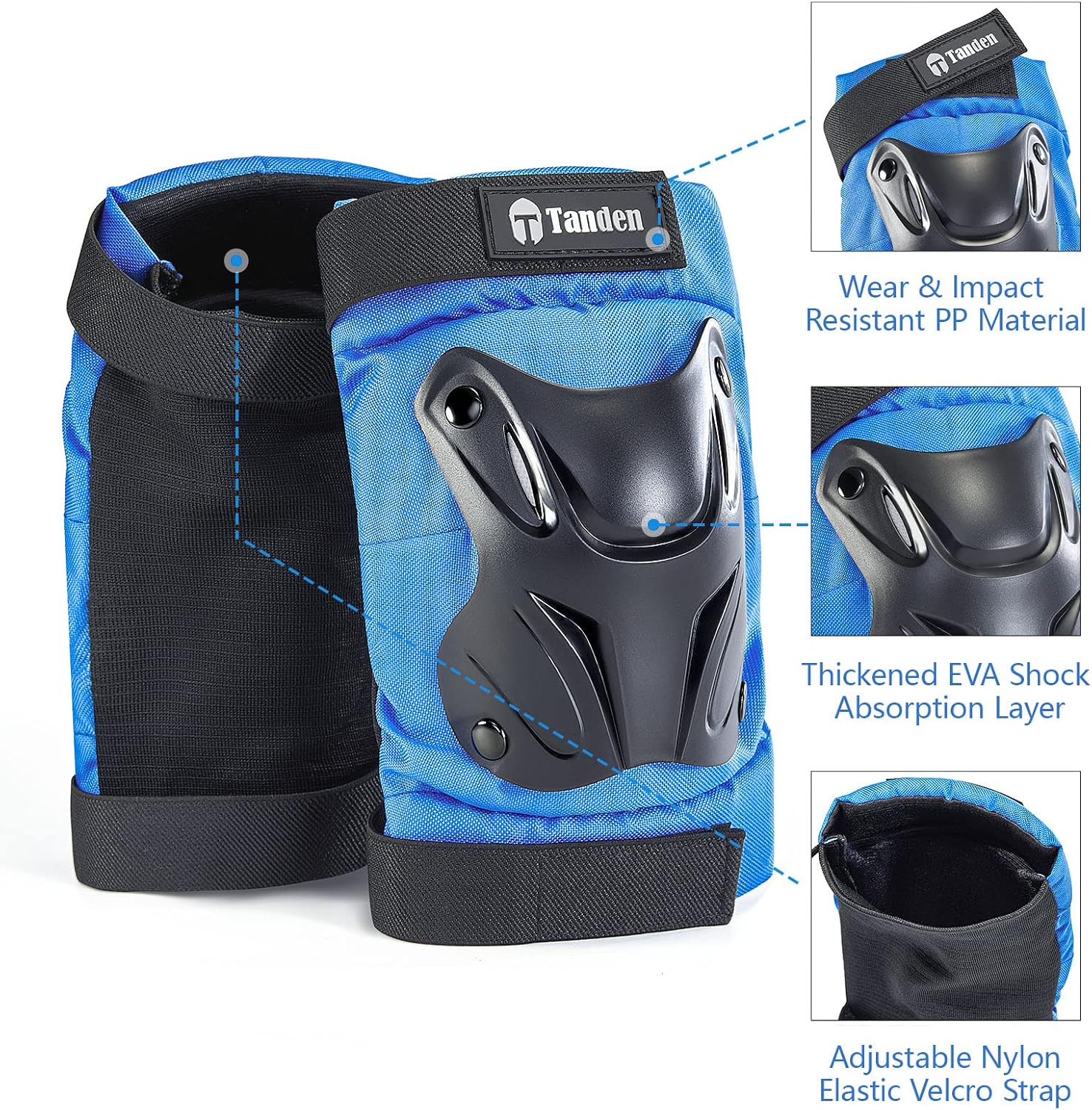 Tanden Skating Protective Gear Knee and Elbow Pads Wrist Guards for Roller Skating Skateboarding, Skate Pads Adult Knee Pads