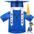 Chicingyou Small Dog Graduation Cap and Gown 2026 with Stole Washable Shirt and Hat Pet Graduation Gown Costume Outfit for Tiny Dog Little Cat Doll Clothes Holiday Halloween Costume Accessory(Blue)