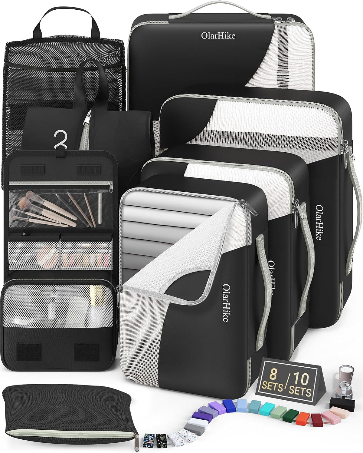 OlarHike 8 Set Packing Cubes for Travel,Gifts for Women Mom,Anti-Tearing Suitcase Organizer,with Over 1000 pcs Mesh Holes,Vacation Essentials & Accessories for Cruise Ship