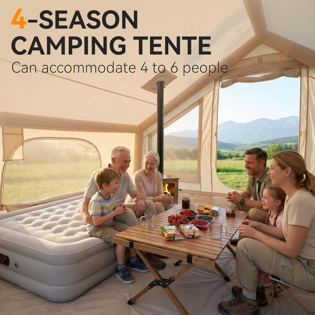 Inflatable Camping Tent, 5-Minute Setup, 4-6 Person Family Tent