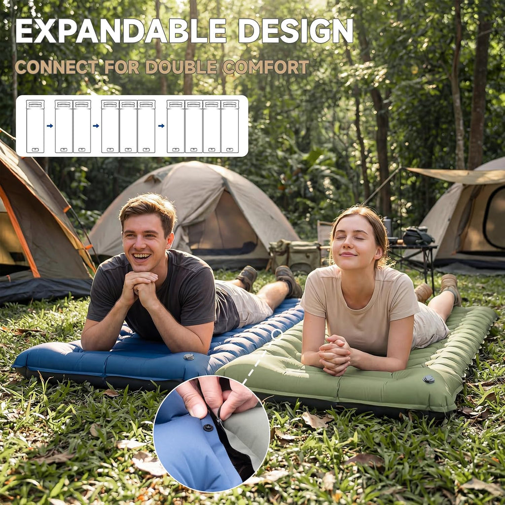 Ultralight Camping Sleeping Pad with Pillow & Built-in Foot Pump