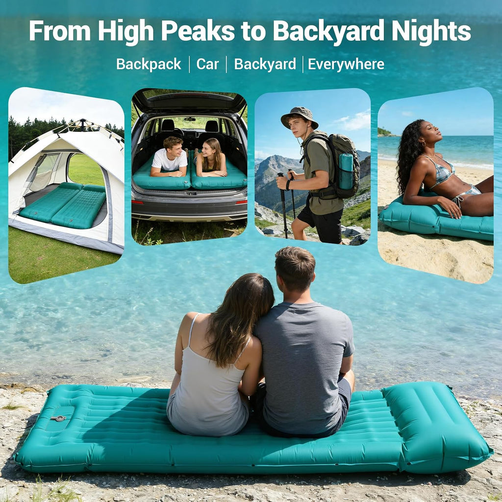 Camping Sleeping Pad, 4.7 In Thick Inflatable Sleeping Mat with 8 In Pillow