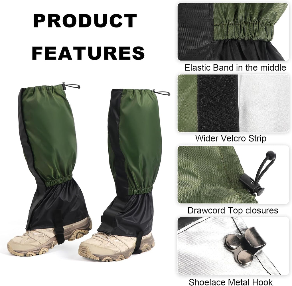 2 PCS Garden Trimming Leg Chaps, Waterproof Lawn Care Leg Gaiters, Adjustable Leg Gaiters, Weed Eating Leg Protectors for Women Men, Leg Guards for Garden Farm Working Hiking Climbing Hunting (Green)