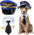 Yewong 3-Piece Pet Captain Costume Accessory Set - Dog & Cat Pilot Hat, Formal Necktie & Collar - Fancy Dress & Halloween Party (Set-B)