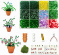 Juan's Moment Green Glass Beaded Plant Kit, Bead Craft Kit to Make Beading Flower Leaf Plants Window Suncatcher DIY Desk Decor with Pots Tools and Video Tutorial for Adults & Teens Creative Gift