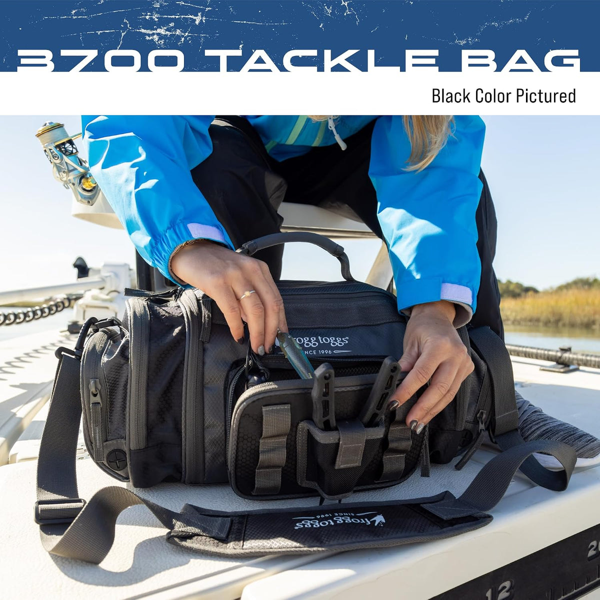 FROGG TOGGS Heavy Duty Fishing Tackle Duffle Bag, Includes Bait Trays, Solid Brown Elements, 3700