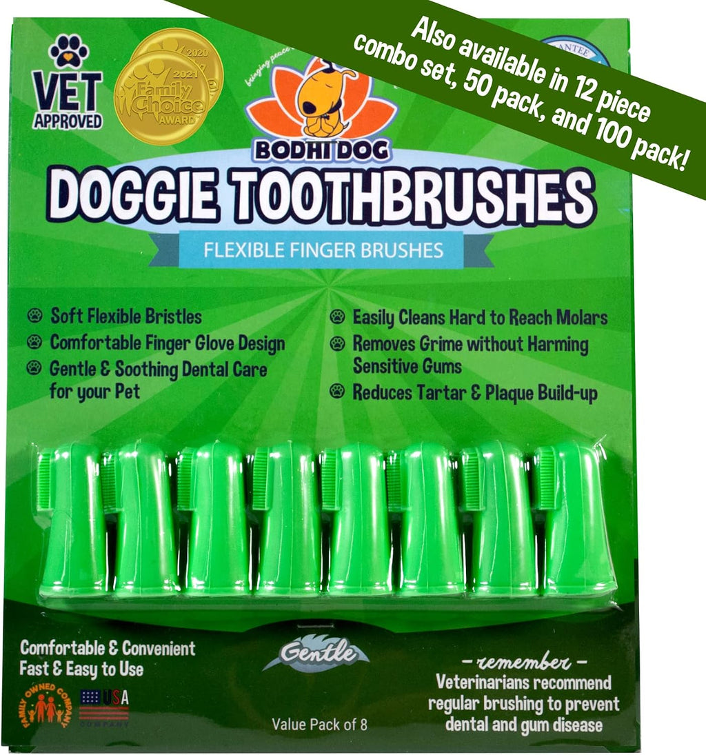 Bodhi Dog Finger Toothbrush for Dogs & Cats - Puppy Toothbrush with Soft Flexible Silicone Bristles, Gentle for Sensitive Gums, Promotes Healthy Teeth & Gums, Easy Teeth Cleaning Tool (50 Count)