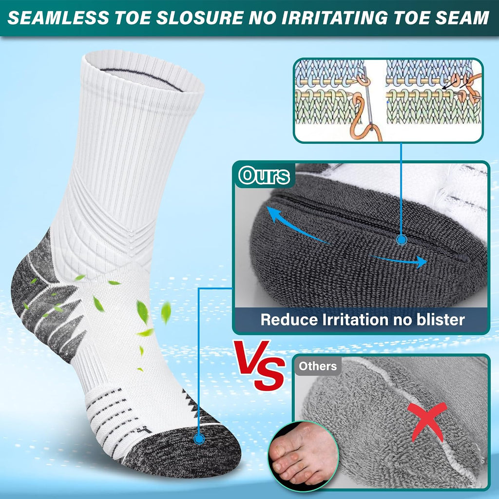 Hylaea Unisex Crew Socks for Running Athletic, Comperssion & No Blisters