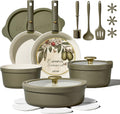 CAROTE 21pcs Ceramic Cookware Sets, Nonstick Pots and Pans Set Non Toxic