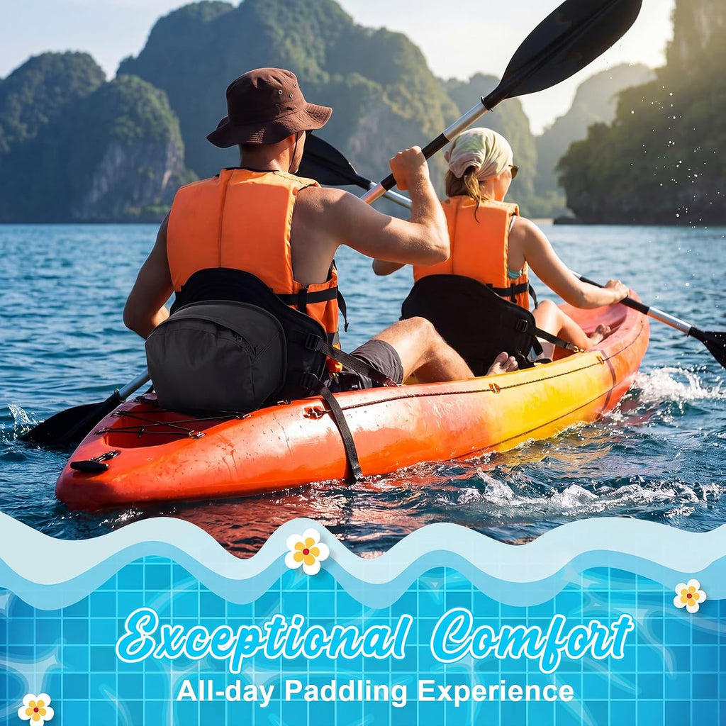 Vinsot Kayak Seat Cushion Universal Paddle Board Seat with Back Support Adjustable Non Slip Boat Chair Seats with 4 Straps and Storage Bag for Kayak Boat Sup Canoe
