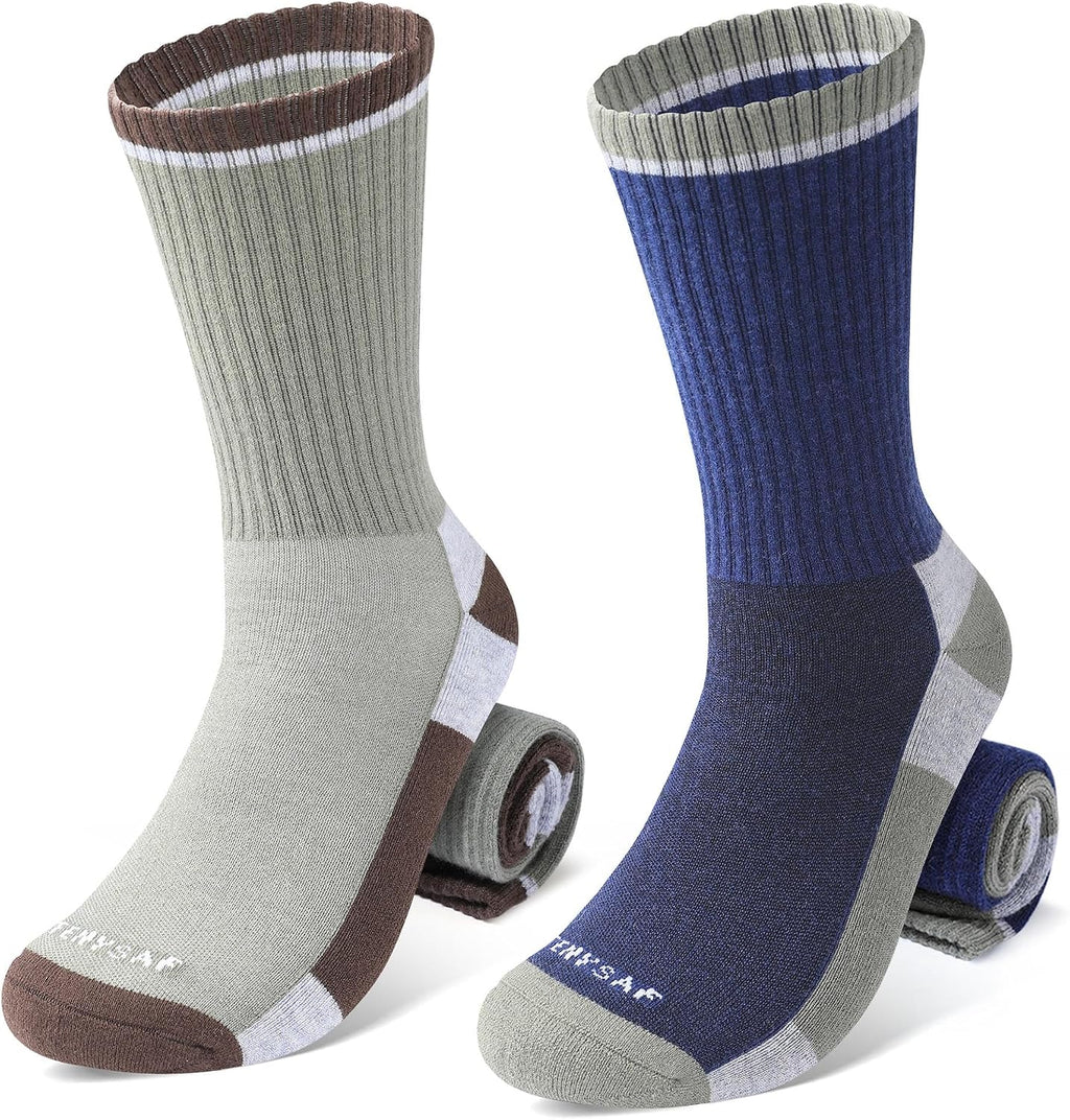 Wool Hiking Socks for Men - Women Lightweight Crew Merino Wool Socks with Cushion for Camping Hunting Work,4 pack