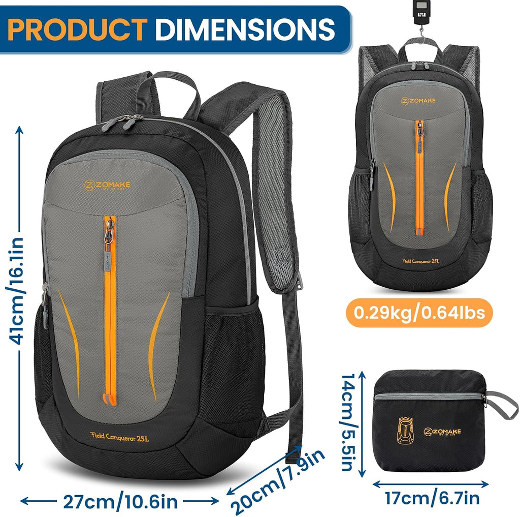ZOMAKE Lightweight Packable Backpack 25L, Foldable Hiking Daypack