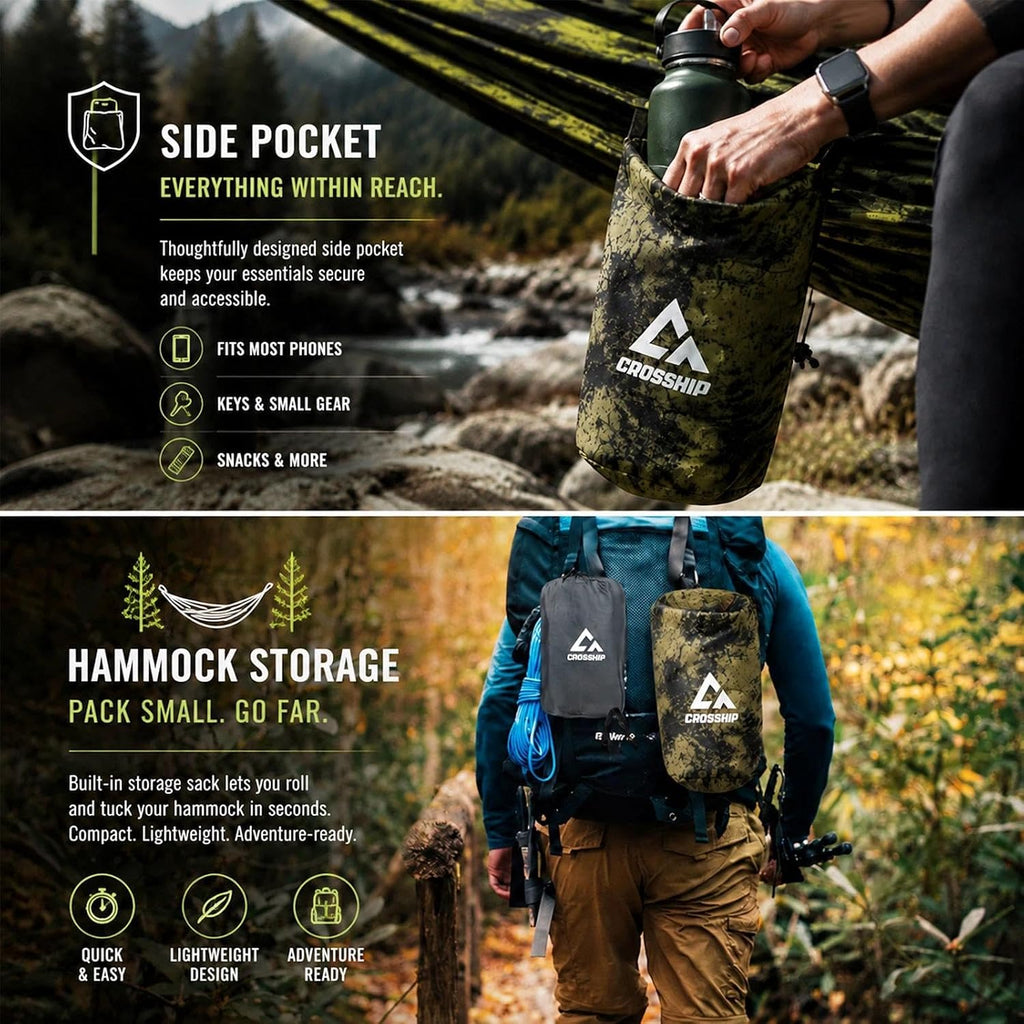 Camping Hammock Outdoor Portable, 2-in-1 Backpacking Hammock(Camo)