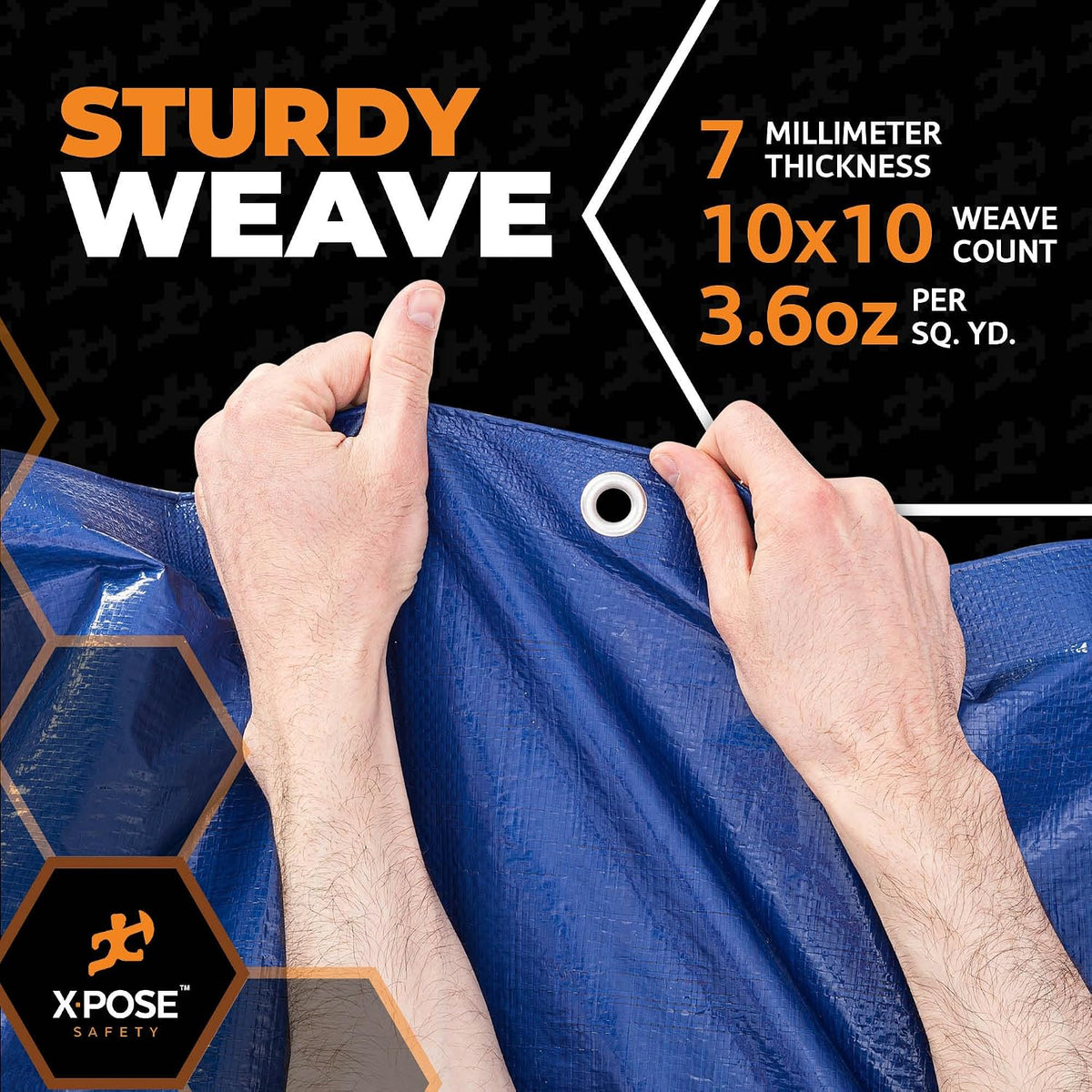 Xpose Safety 30’ x 40’ Heavy Blue/Brown Tarp - Waterproof - 7 Mil Weatherproof Camping Tarp for Tent, Rain, Wind & Sun - Plastic Tarpaulin Cover Outdoor for Roof, Trailer, RV, Car, Boat