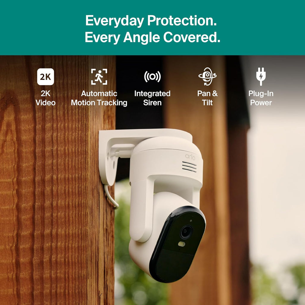 Arlo Essential Outdoor Pan Tilt Zoom Security Camera 2K Wired - 2-Cam | 360° pan & 180° tilt; Outdoor camera; Person, vehicle, package & pet detection; Auto motion tracking; 1-mo Secure plan incl.
