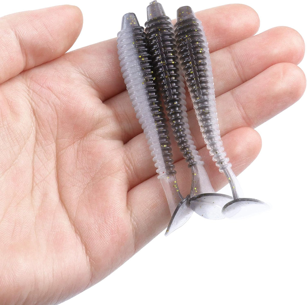 RUNCL Swimbaits Paddle 10/20/30/40PCS, 5/4/3/2 Inchs Paddle Tail, Soft Lure for Trout Crappie Bass, Durable Plastic Bait Swimmer for Saltwater/Freshwater, Fishing Lover's Gift