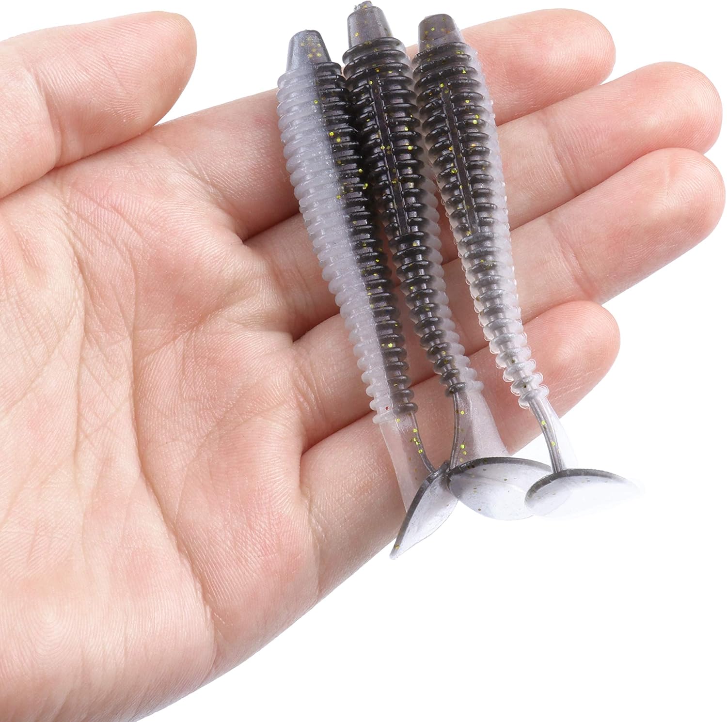 RUNCL Swimbaits Paddle 10/20/30/40PCS, 5/4/3/2 Inchs Paddle Tail, Soft Lure for Trout Crappie Bass, Durable Plastic Bait Swimmer for Saltwater/Freshwater, Fishing Lover's Gift