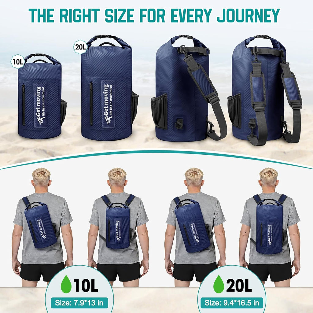 BKNOOU Dry Bag Waterproof for Kayaking, Roll Top Backpack for Women Men