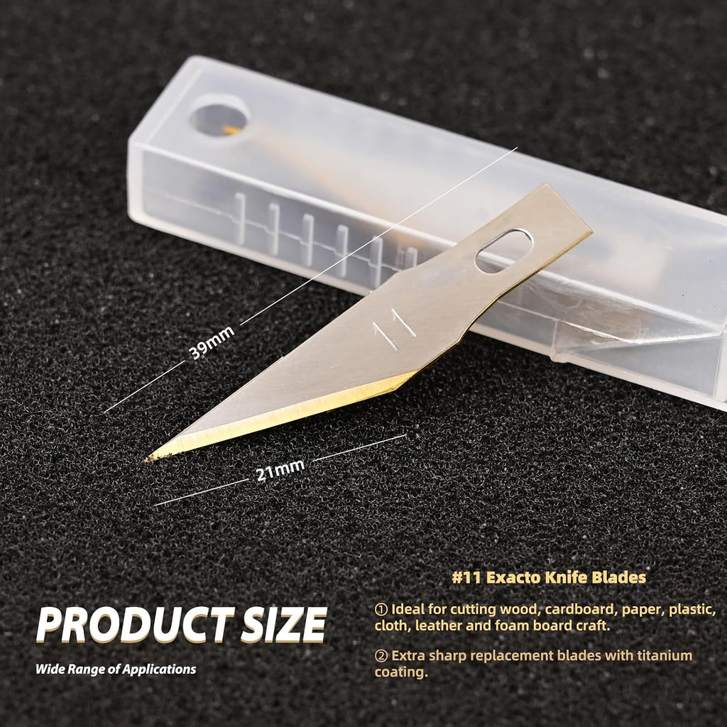 EHDIS Precision Craft Hobby Knife Blades # 11 Titanium Coated Blade Refill Hobby Art Blades Cutting Tool with Storage Case for Craft, Hobby, Scrapbooking, Stencil-20 Pack (Pack of 40)