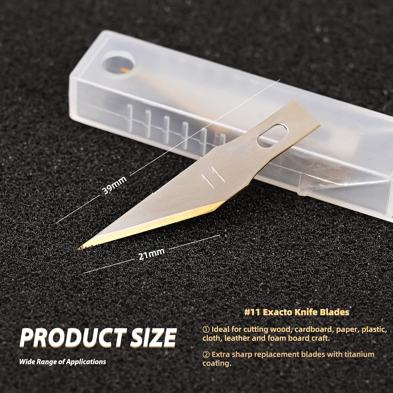 EHDIS Precision Craft Hobby Knife Blades # 11 Titanium Coated Blade Refill Hobby Art Blades Cutting Tool with Storage Case for Craft, Hobby, Scrapbooking, Stencil-20 Pack (Pack of 40)
