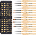 Golden Maple Miniature Paint Brushes, 15PC Model Brushes Micro Detail Paint Brush Set, Fine Detailing for Acrylics, Oils, Watercolors & Paint by Number, Figurine (Wooden)