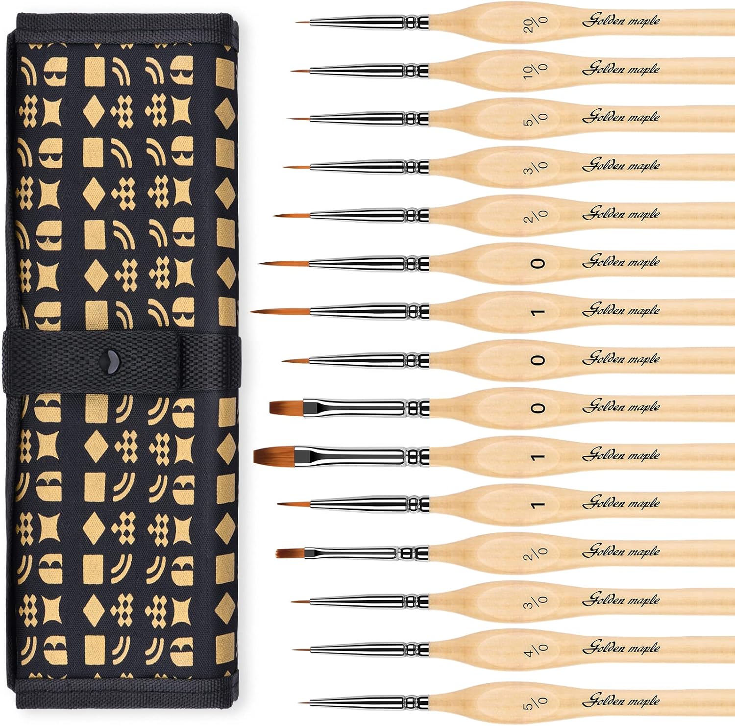 Golden Maple Miniature Paint Brushes, 15PC Model Brushes Micro Detail Paint Brush Set, Fine Detailing for Acrylics, Oils, Watercolors & Paint by Number, Figurine (Wooden)