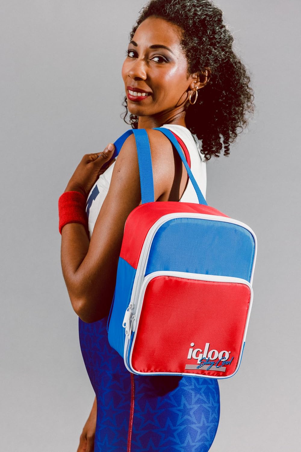 Igloo Retro 12-Can Mini Convertible Backpack Cooler, Red, White & Blue