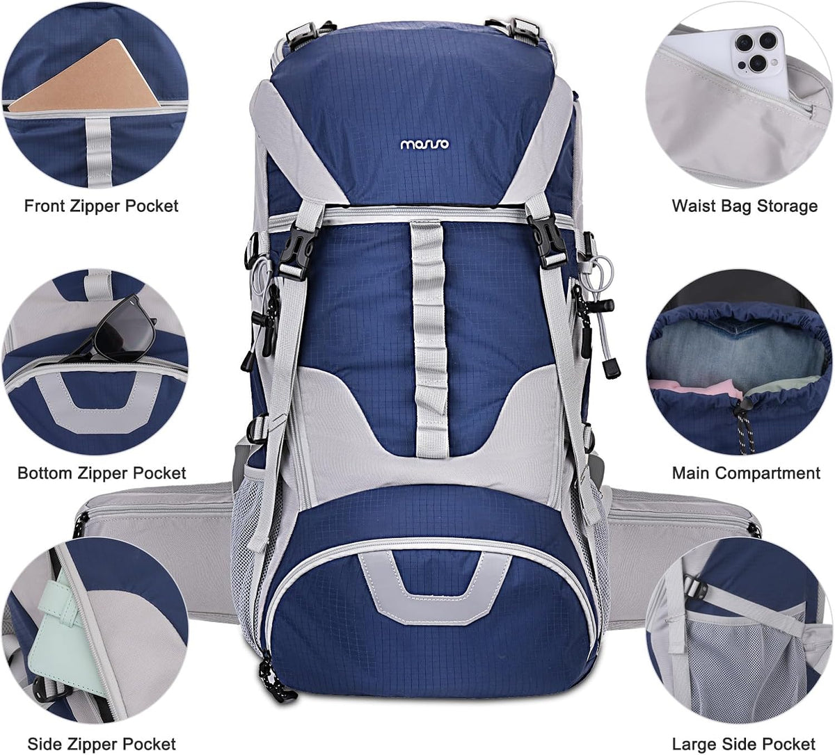 MOSISO 50L Hiking Backpack, Waterproof Camping Backpack