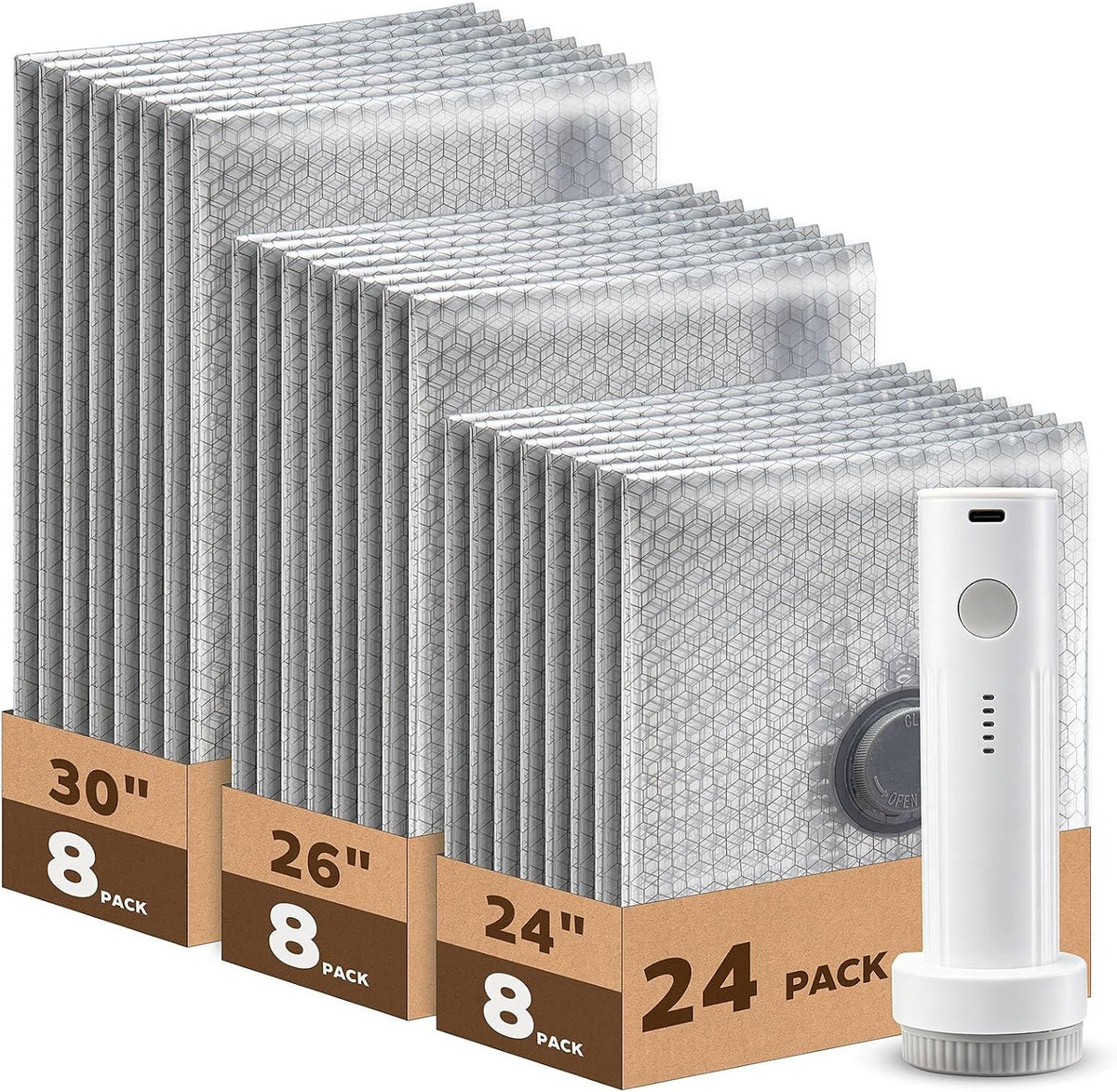 18 Pack Vacuum Storage Bags with Pump Space Saving for Luggage and Closet
