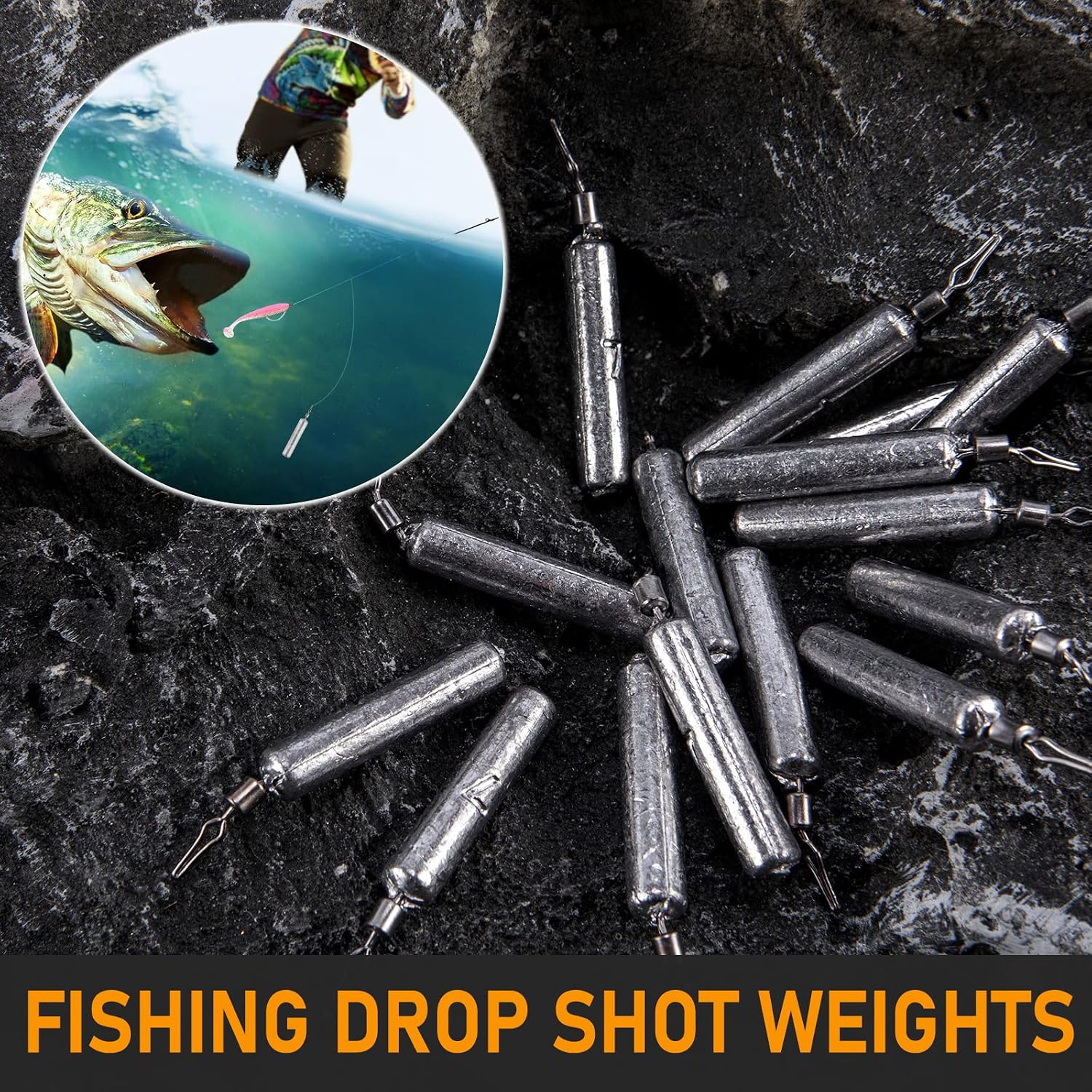 Dr.Fish Drop Shot Fishing Weights with Swivel Bass Pencil Sinkers