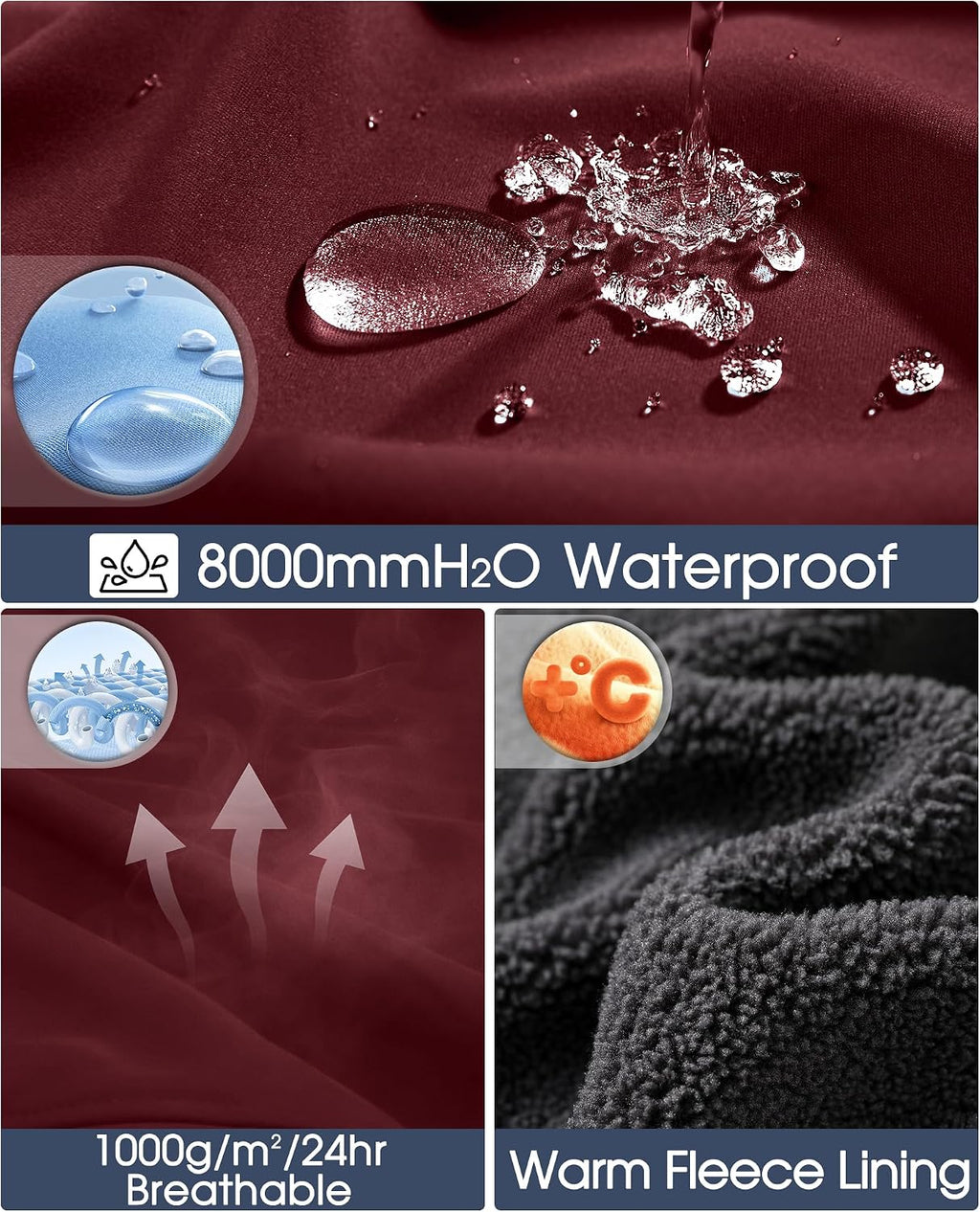 33,000ft Men's Hooded Softshell Jacket Waterproof Fleece Windbreaker Jacket