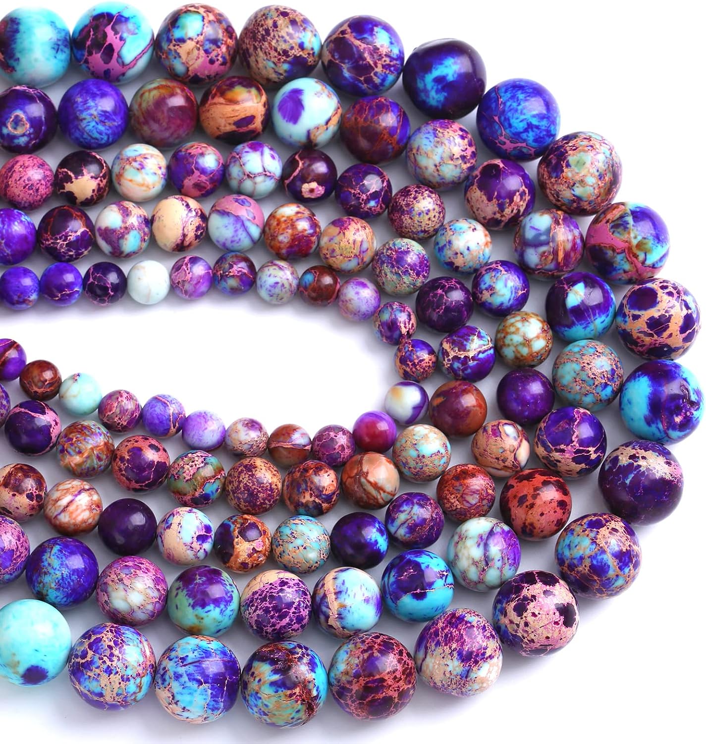 12MM 30PCS Natural Stone Galaxy Purple Sea Sediment Imperial Jasper Loose Beads for Jewelry Making DIY Bracelet Necklace
