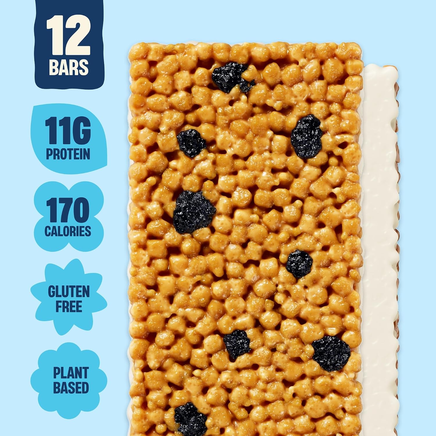 Mezcla Maple Blueberry Puff Crispy Vegan Bars, 11g Protein, 12 Bars