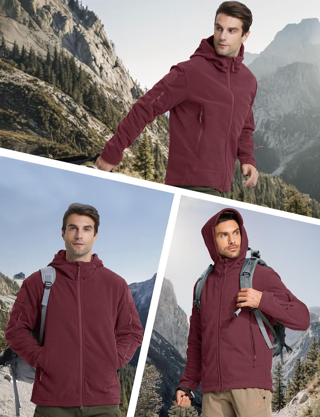 CRYSULLY Men's Military Tactical Sport Warm Fleece Hooded Outdoor Adventure Jacket Coats
