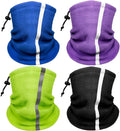 Winter Neck Warmer Gaiter: 4 Pack Hi Vis Reflective Face Cover