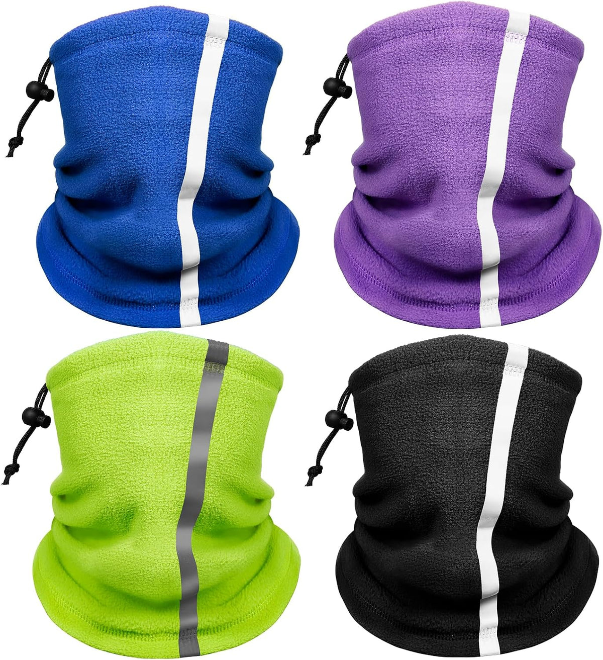Winter Neck Warmer Gaiter: 4 Pack Hi Vis Reflective Face Cover