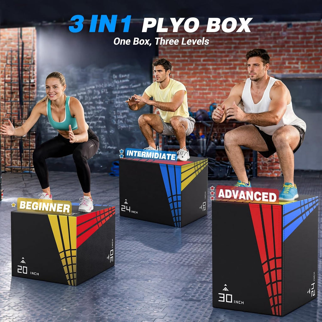 XDDIAS Foam Plyo Box, 3-in-1 Jump Box for Home Gym Plyometric Workout
