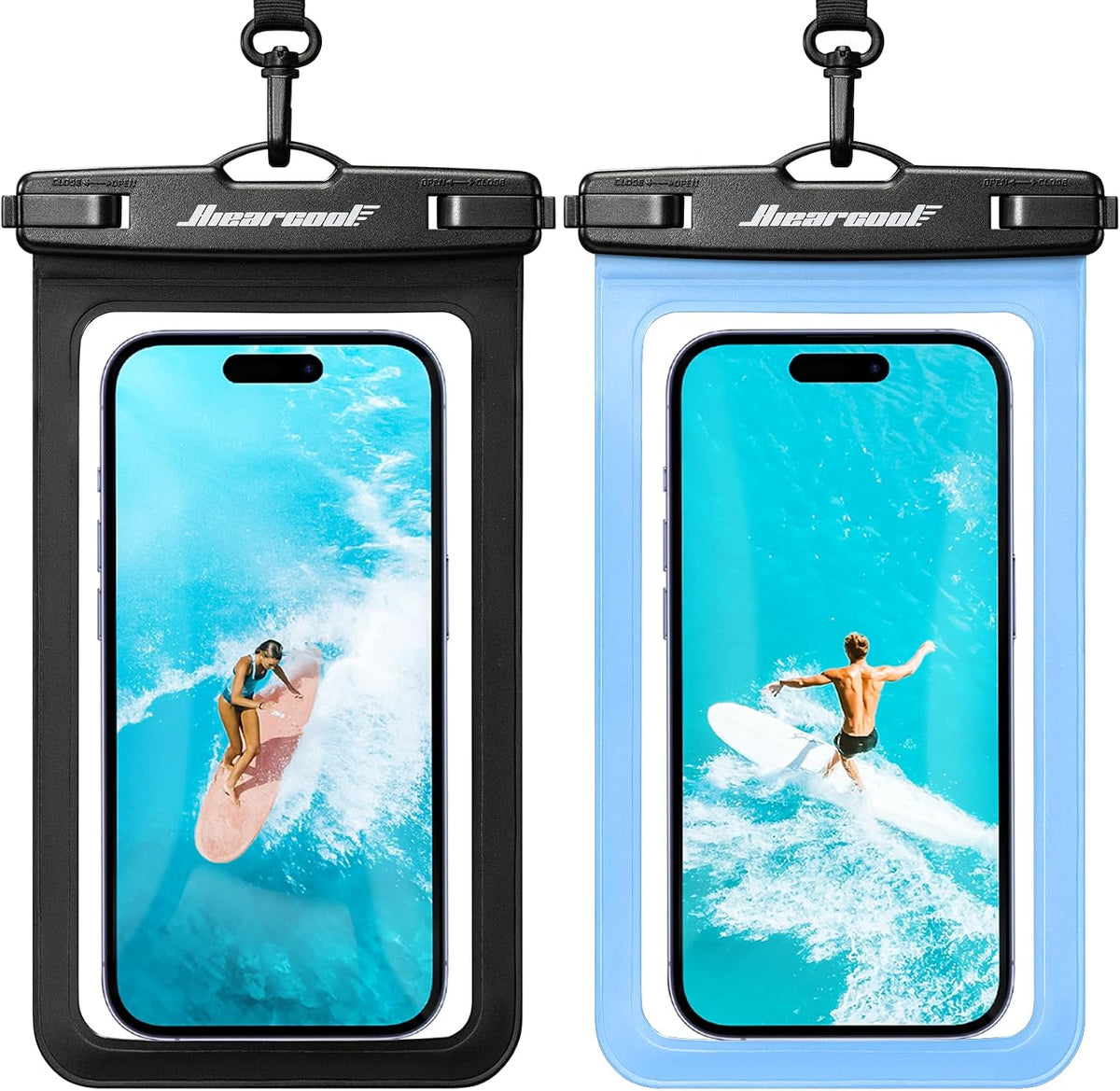 Hiearcool Waterproof Phone Pouch, Waterproof Phone Case, 2-Pack Black