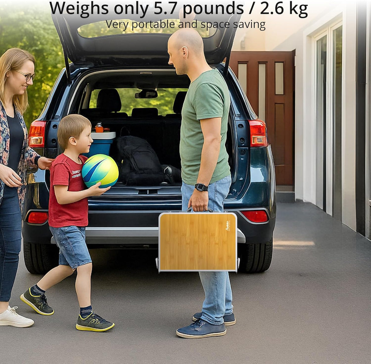 Anbte 2ft Camping Folding Table, 3 Adjustable Heights High 27.5", 24" x 16"
