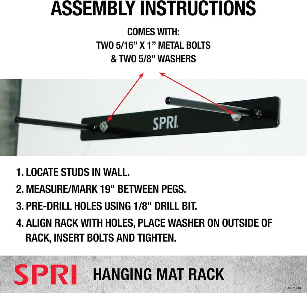 SPRI Hanging Exercise Mats for Gyms, Closed-Cell Foam Yoga & Fitness Mats with Grommets, Thick Workout Mats for Studios & Group Fitness Classes