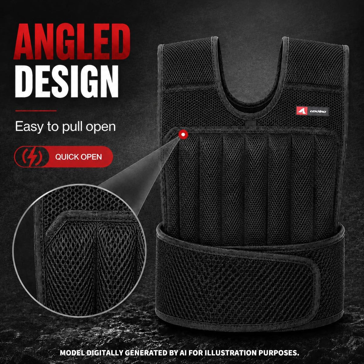 44lbs Adjustable Weighted Vest Set with Steel Plates, 5-Piece Workout Set Includes Wrist & Ankle Weights for Rucking, Walking, Running, Home Gym