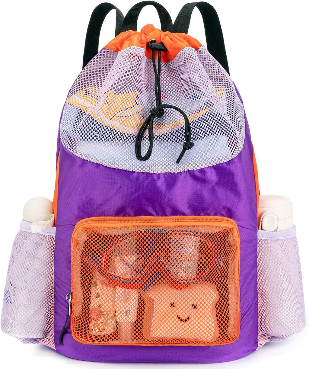 Swim Bag for Kids Mesh Drawstring Backpack for Girls Sport Gym Sackpack