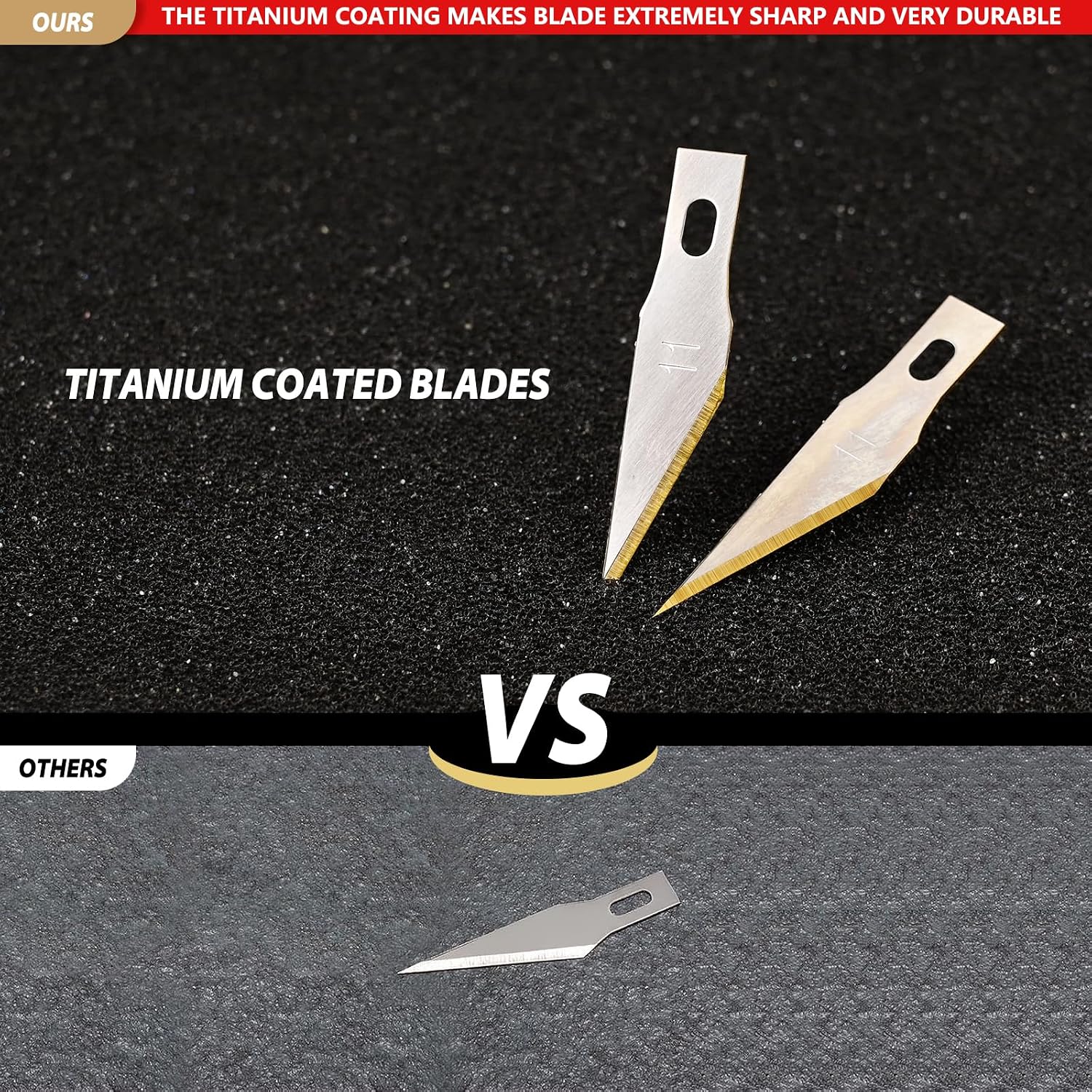 EHDIS Precision Craft Hobby Knife Blades # 11 Titanium Coated Blade Refill Hobby Art Blades Cutting Tool with Storage Case for Craft, Hobby, Scrapbooking, Stencil-20 Pack (Pack of 40)