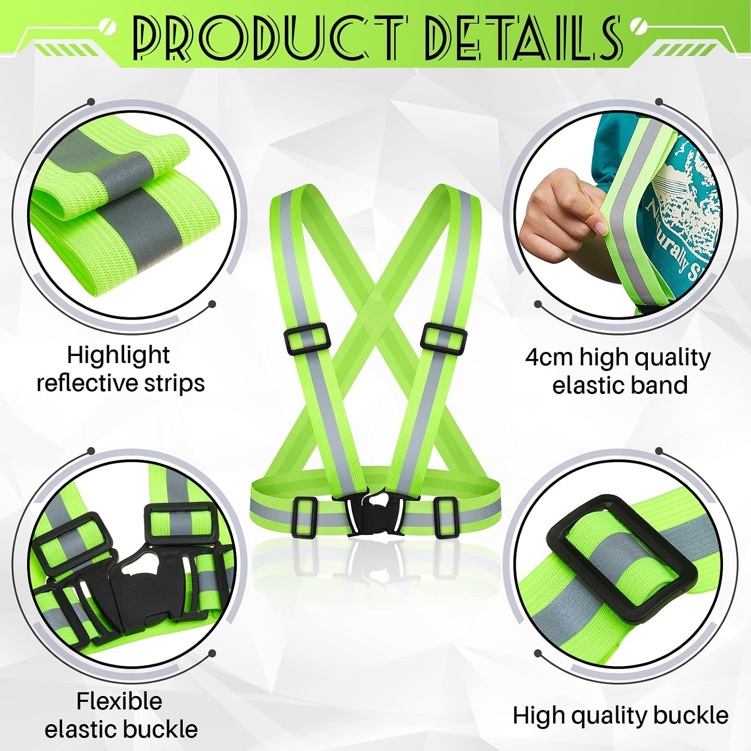 Hercicy Reflective Running Vests, Safety Vest Straps