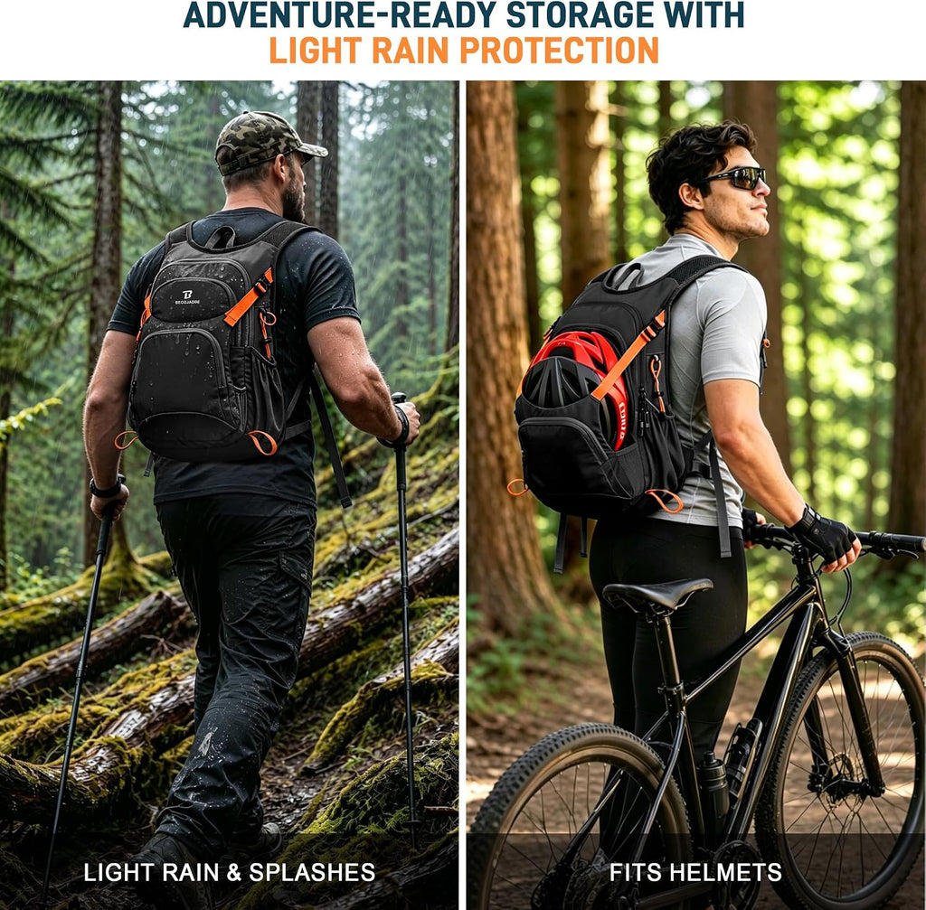 BECOJADDE 20L Hiking Backpack Lightweight Travel Backpacks Water-Resistant Daypack Fits Cycling Helmets for Men Women for Daily Outdoor Camping, Black