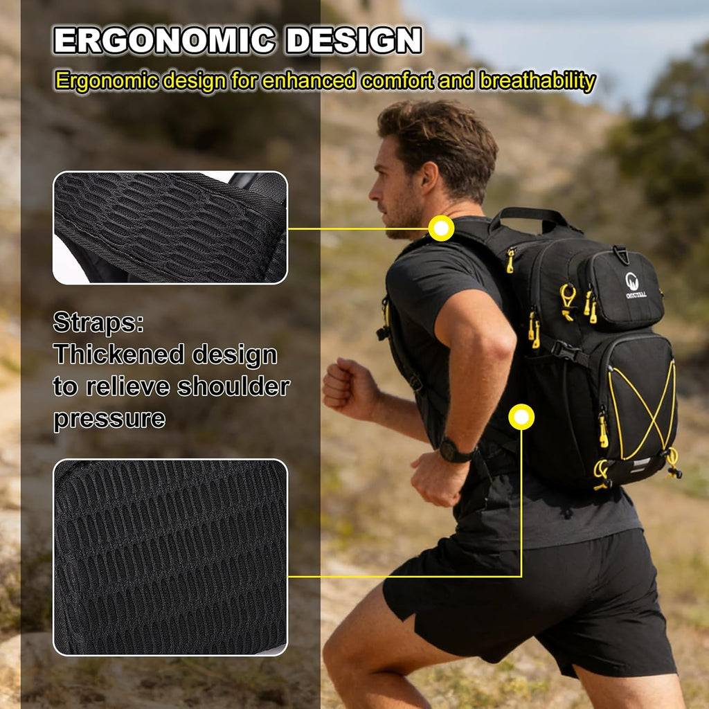 Hydration Backpack 22L, Hiking Backpack with 2L Leakproof Bladder, Sewn-in Rain Cover, Insulated Compartment for Men & Women Running, Cycling, Camping