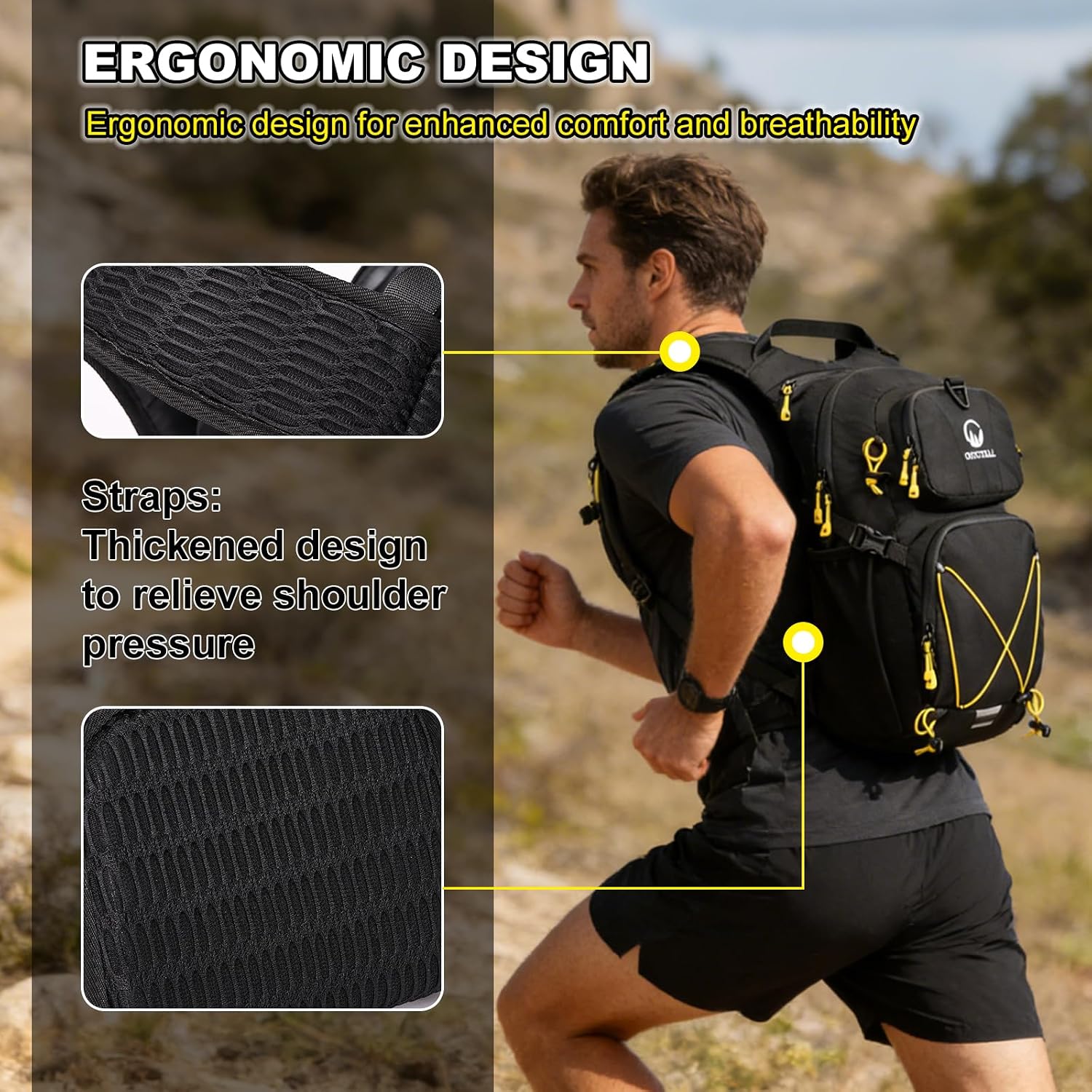 Hydration Backpack 22L, Hiking Backpack with 2L Leakproof Bladder, Sewn-in Rain Cover, Insulated Compartment for Men & Women Running, Cycling, Camping